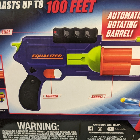 Air Warriors Equalizer Toy Gun With Long Distance Darts & 3 Target Cans - Picture 5 of 12